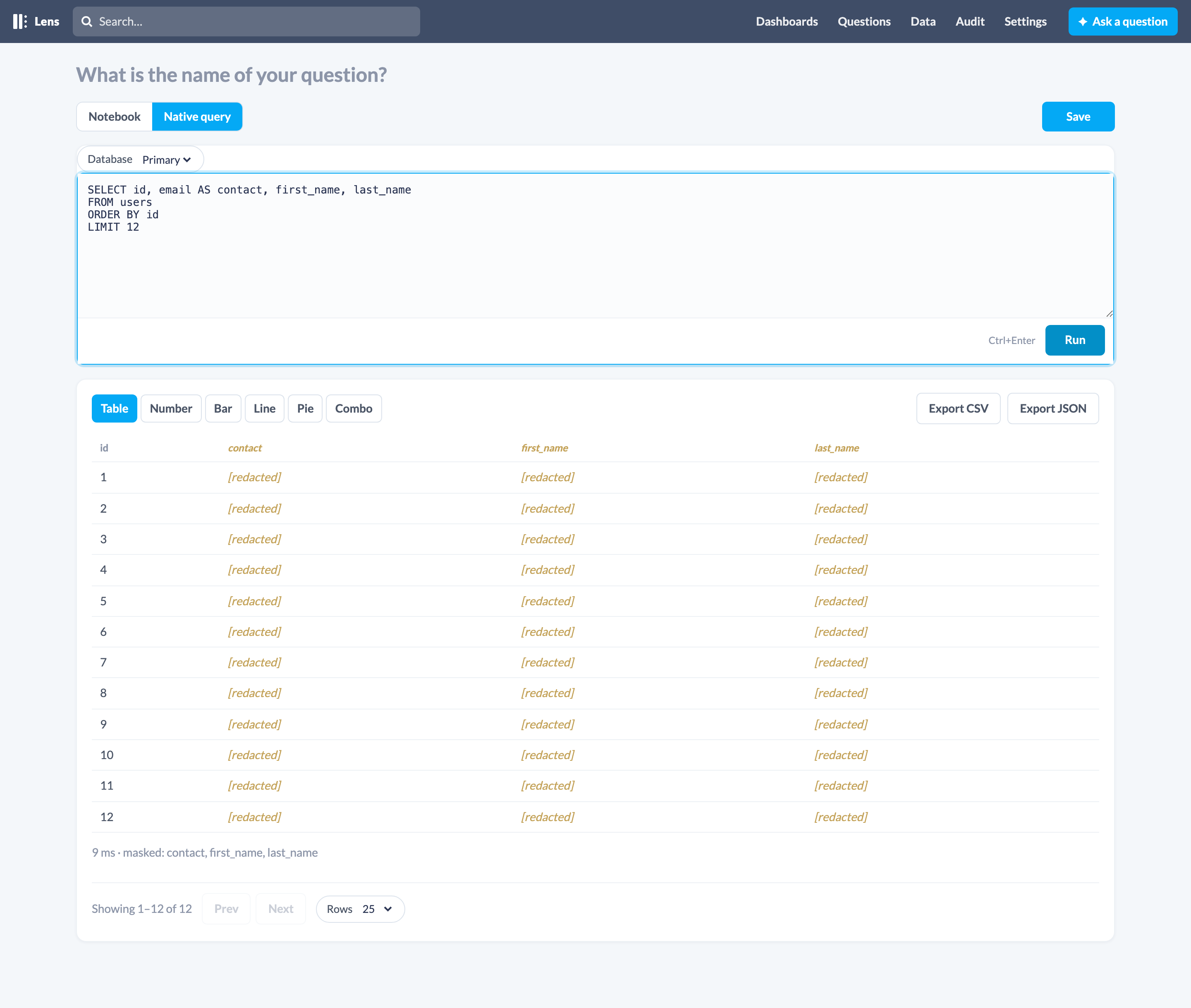 Native SQL: email aliased as contact is still [redacted]